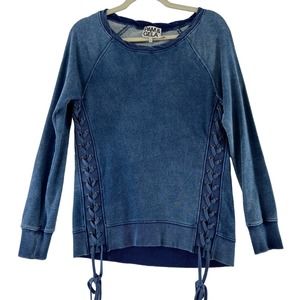 Pam & Gela Blue Lace Sweatshirt Top Size‎ P / XS